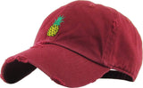 Pineapple Embroidered Distressed Dad Hat Baseball Cap