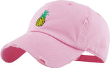 Pineapple Embroidered Distressed Dad Hat Baseball Cap