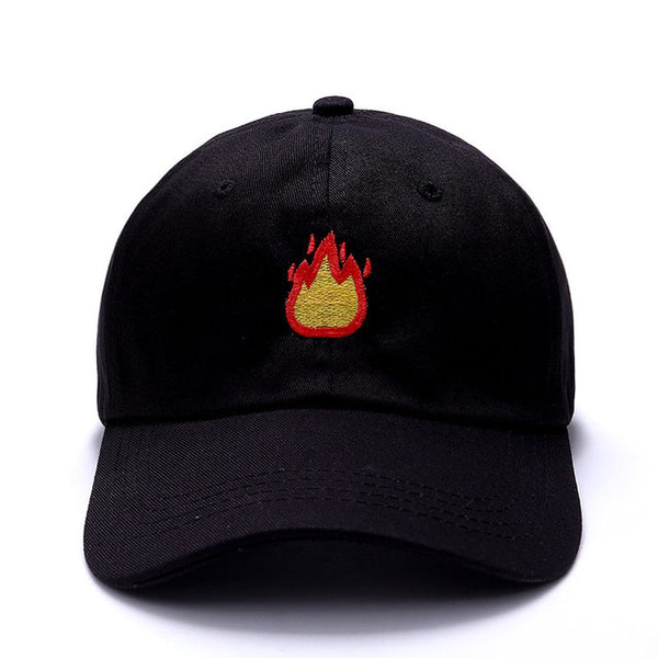 Embroidered Flame Emoji Dad Hat Cap Unisex