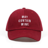 May Contain Wine Embroidered Dad Hat Cap Unisex