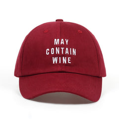 Embroidered May Contain Wine Dad Hat Cap Unisex